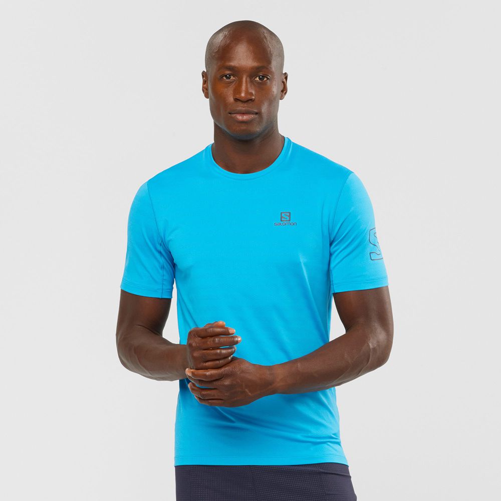 Salomon Israel OUTLINE - Mens T shirts - Turquoise (NWSV-67359)